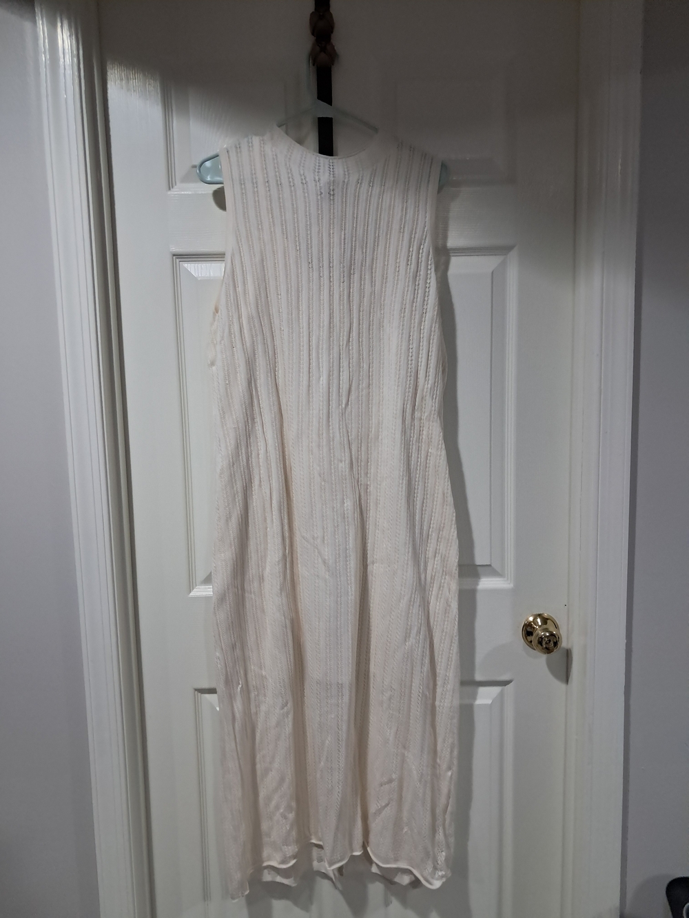 Sleeveless Cream Maxi Dress - Elegant Ribbed Knit